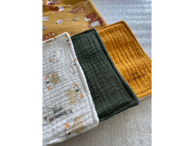 Lingettes en gaze de coton et éponge bambou avec pochon - Par lot de 3 – Image 7